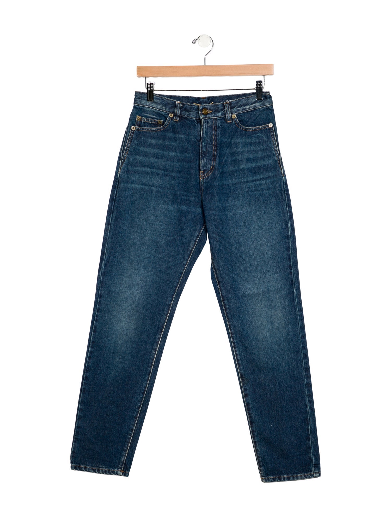 Saint Laurent Mid-Rise Straight Leg Jeans