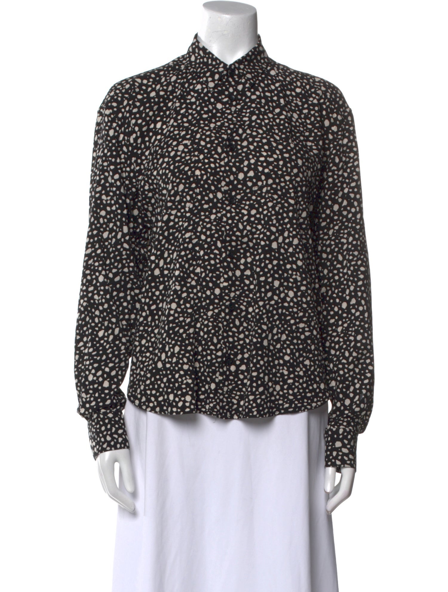 Saint Laurent Printed Long Sleeve Button-Up Top