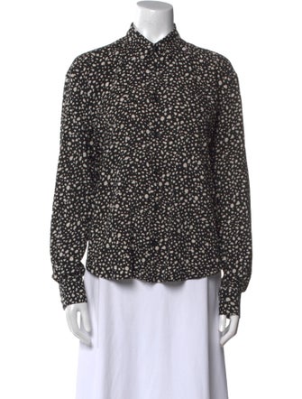 Saint Laurent Printed Long Sleeve Button-Up Top
