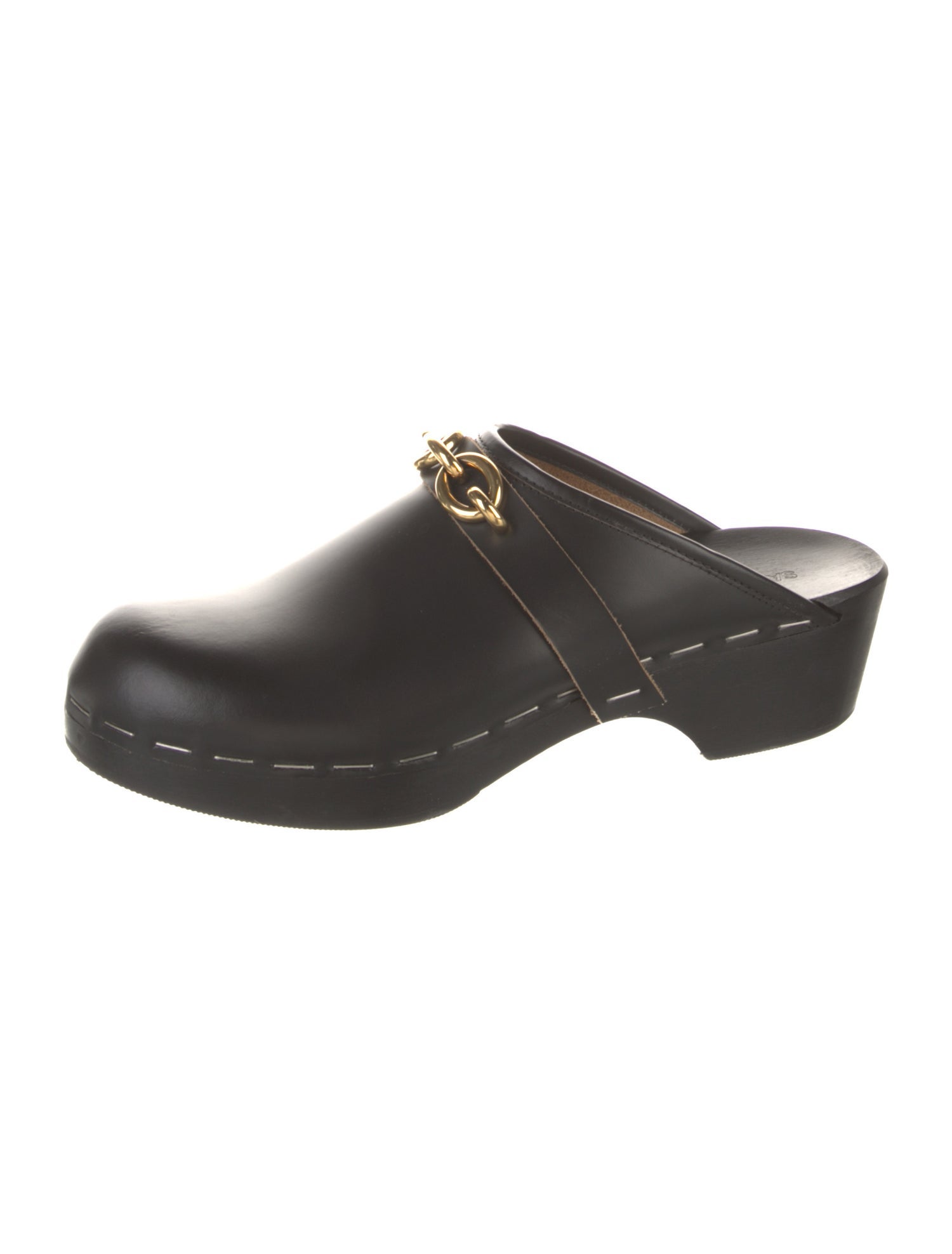 Saint Laurent Leather Chain-Link Accents Mules