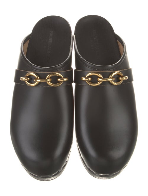 Saint Laurent Leather Chain-Link Accents Mules