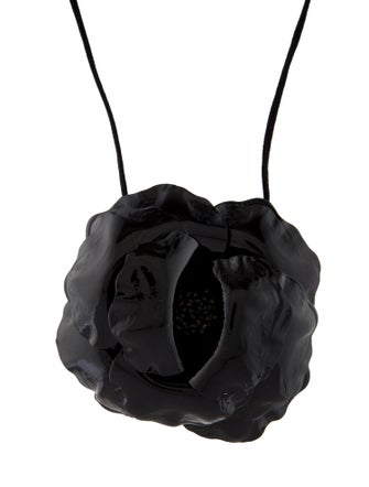 Saint Laurent Patent Leather Flower Pendant Necklace