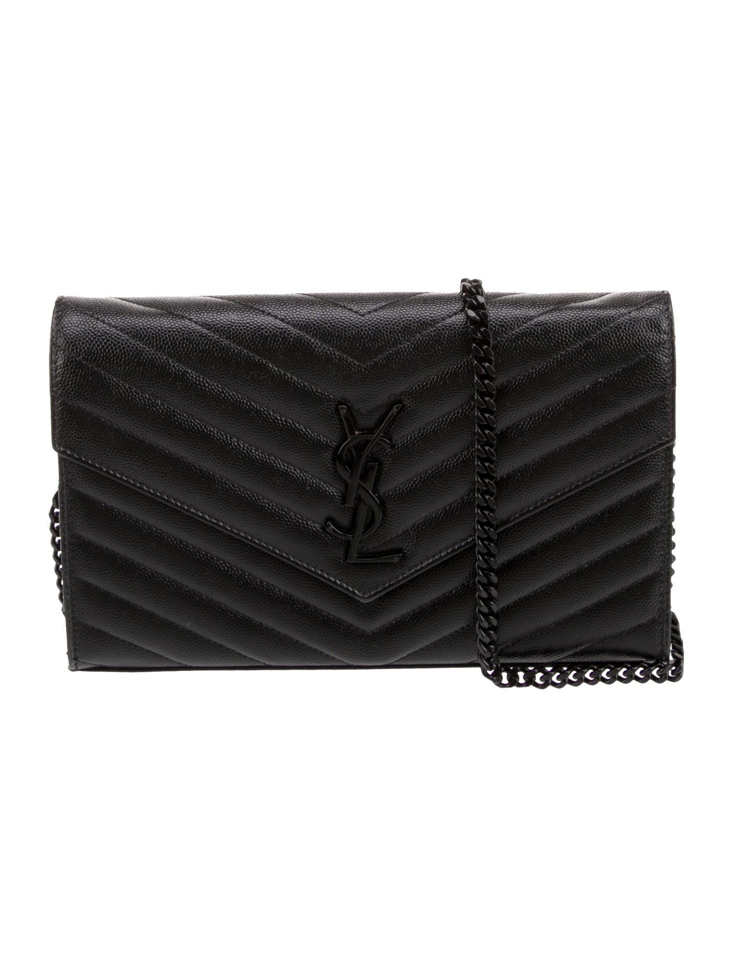 Saint Laurent Chevron Wallet on a Chain