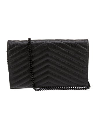 Saint Laurent Chevron Wallet on a Chain
