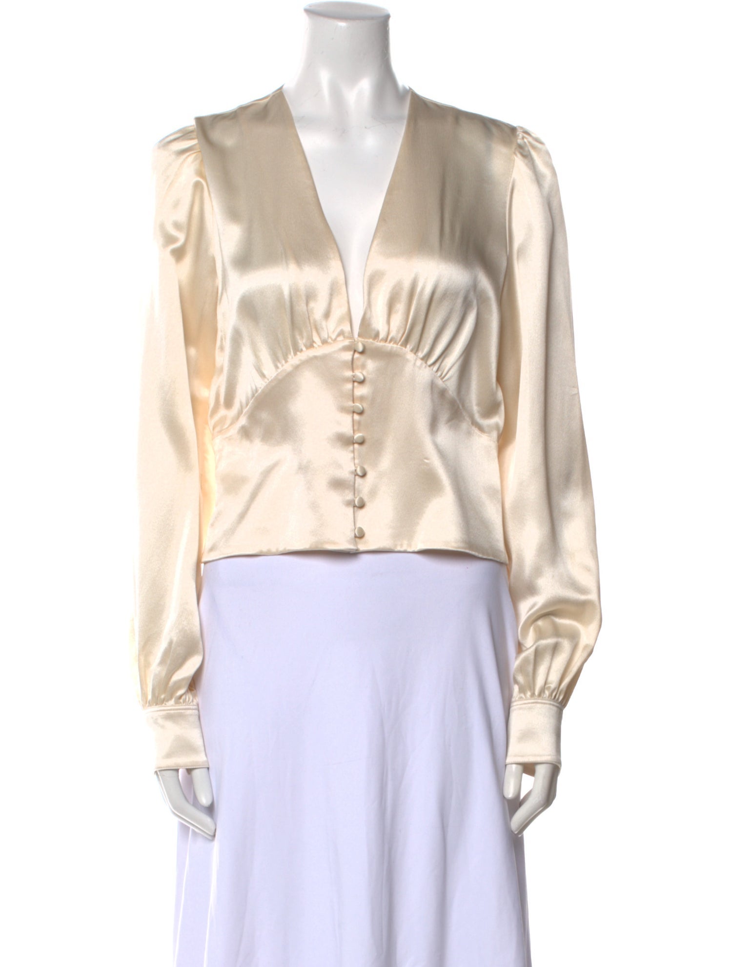 Saint Laurent Silk V-Neck Blouse