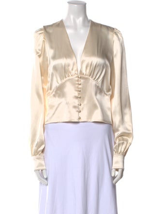Saint Laurent Silk V-Neck Blouse