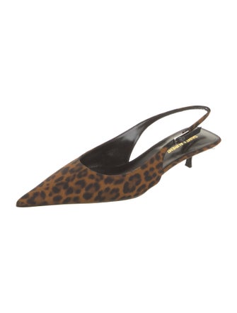 Saint Laurent Canvas Animal Print Slingback Pumps