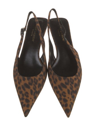 Saint Laurent Canvas Animal Print Slingback Pumps