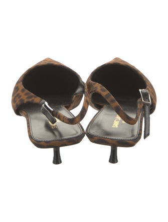 Saint Laurent Canvas Animal Print Slingback Pumps