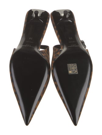 Saint Laurent Canvas Animal Print Slingback Pumps