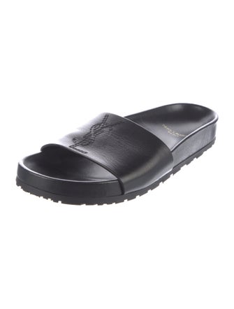 Saint Laurent Leather Embroidered Accent Slides