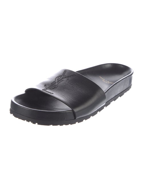 Saint Laurent Leather Embroidered Accent Slides