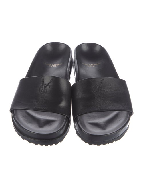 Saint Laurent Leather Embroidered Accent Slides