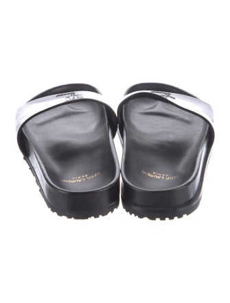 Saint Laurent Leather Embroidered Accent Slides