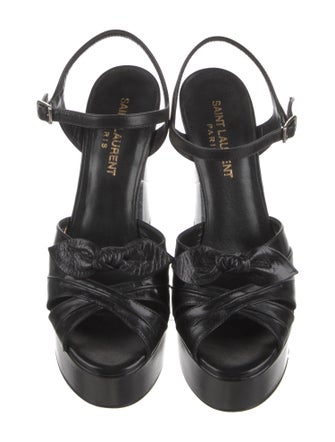 Saint Laurent Leather Bow Accents Sandals