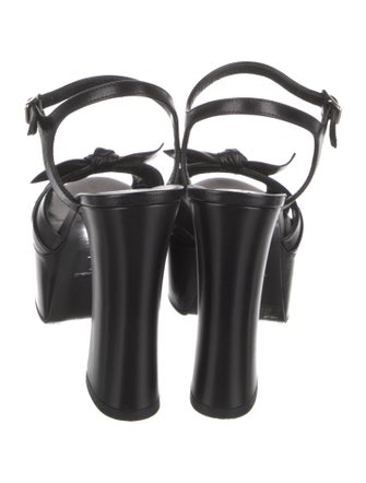 Saint Laurent Leather Bow Accents Sandals