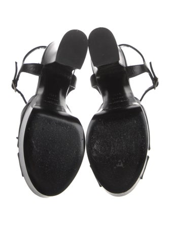 Saint Laurent Leather Bow Accents Sandals