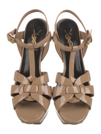 Saint Laurent Patent Leather T-Strap Sandals