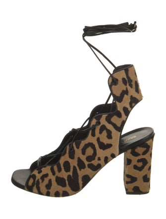 Saint Laurent Ponyhair Animal Print Gladiator Sandals