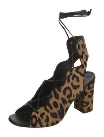 Saint Laurent Ponyhair Animal Print Gladiator Sandals