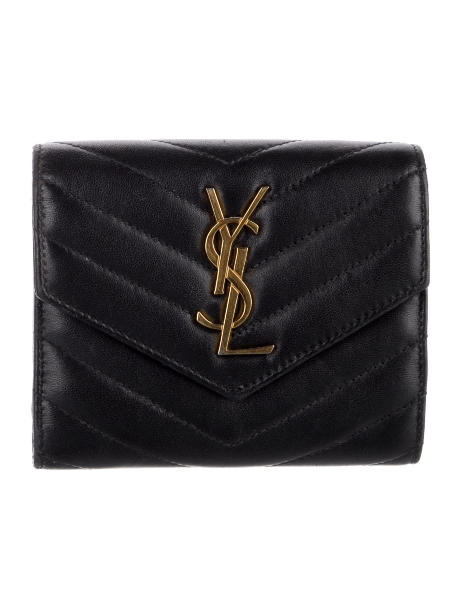 Saint Laurent 2024 Quilted Pattern Compact Wallet