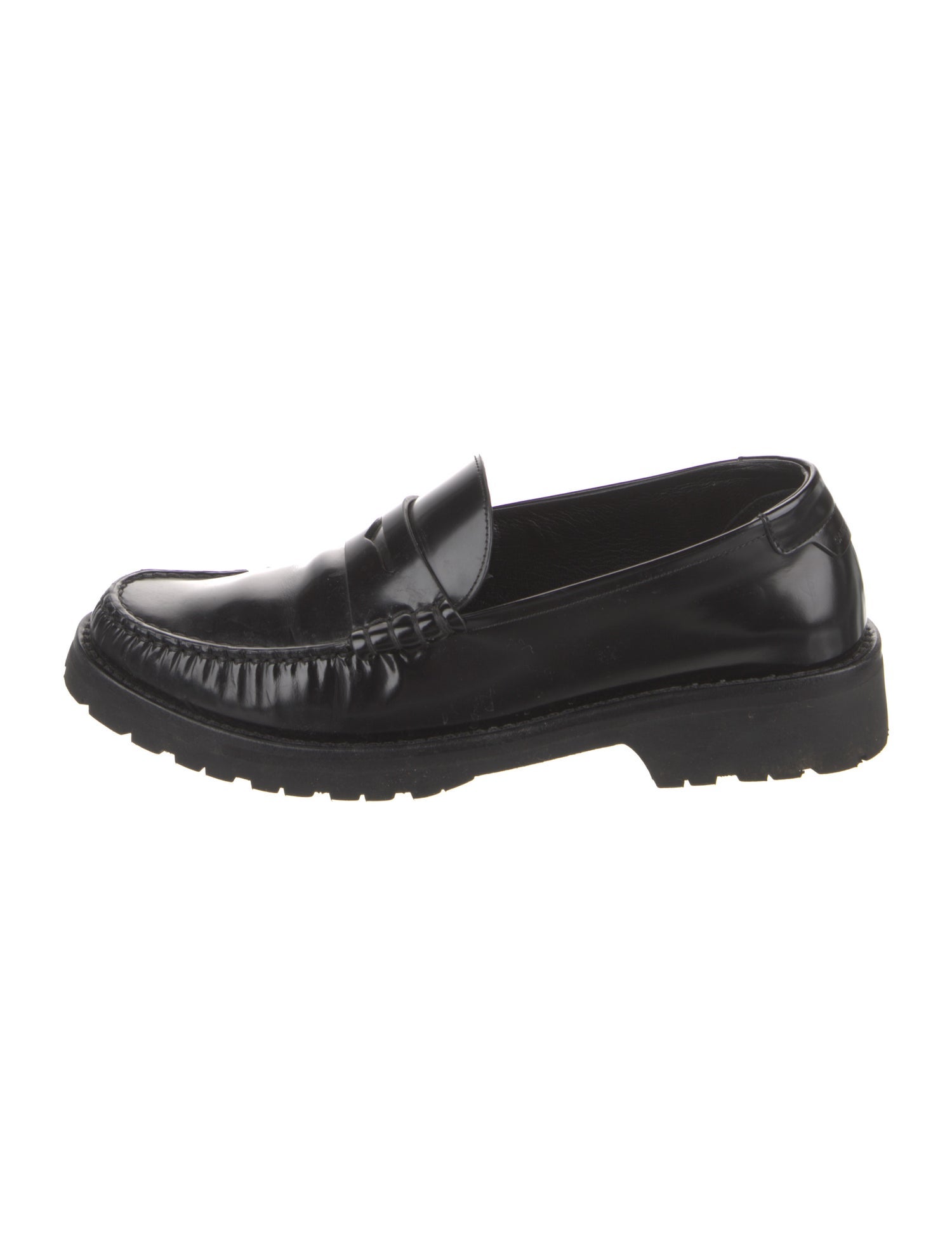 Saint Laurent Leather Ruffle Embellishment Loafers