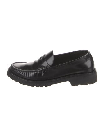Saint Laurent Leather Ruffle Embellishment Loafers
