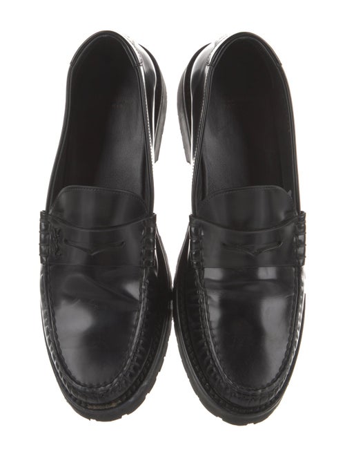 Saint Laurent Leather Ruffle Embellishment Loafers