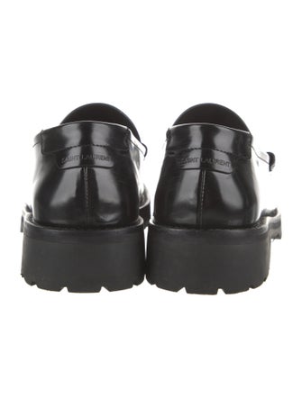 Saint Laurent Leather Ruffle Embellishment Loafers