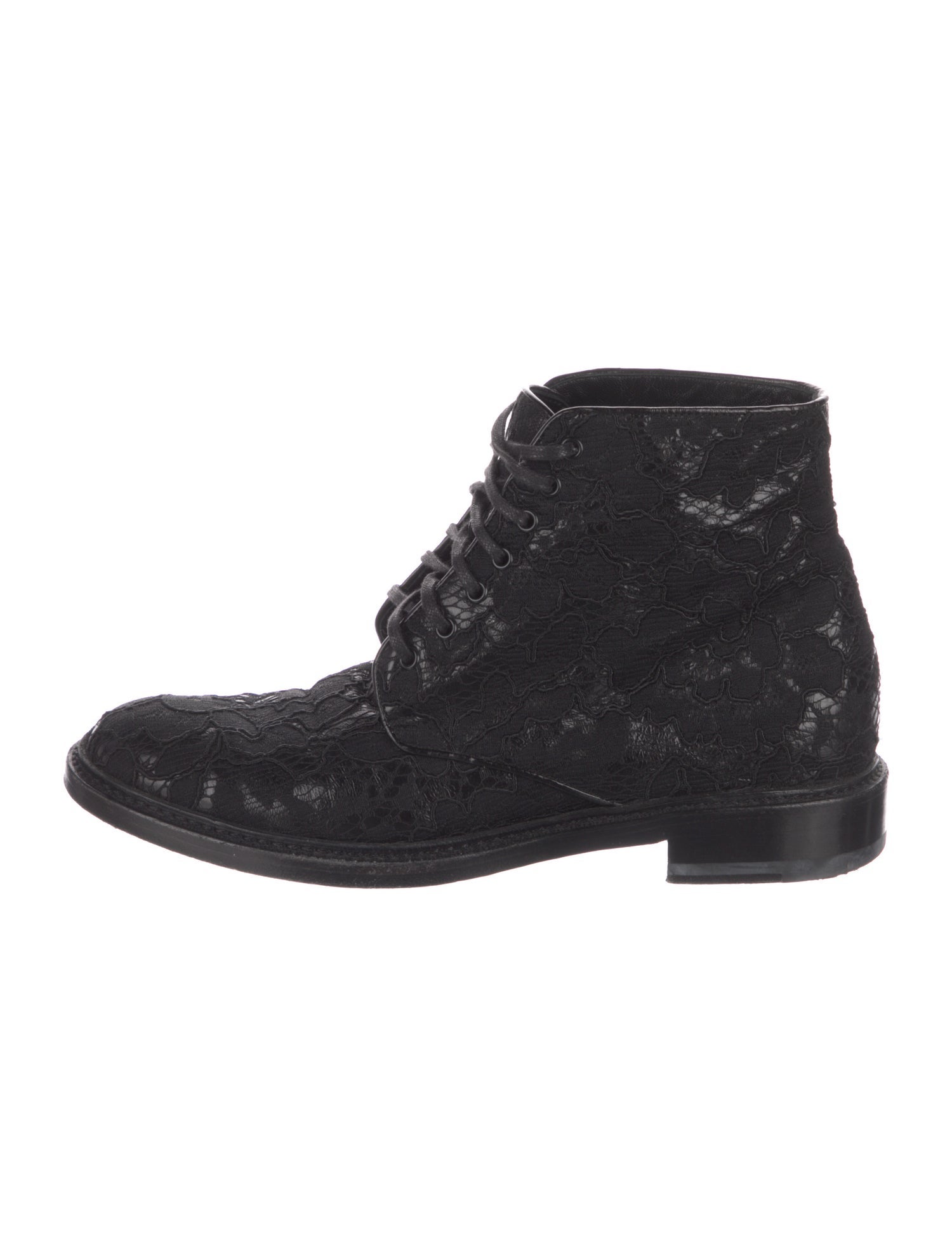 Saint Laurent Lace Lace Trim Embellishment Combat Boots