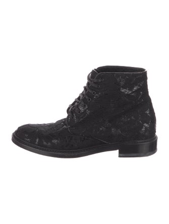 Saint Laurent Lace Lace Trim Embellishment Combat Boots