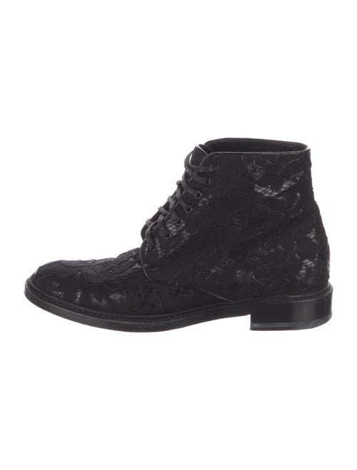 Saint Laurent Lace Lace Trim Embellishment Combat Boots
