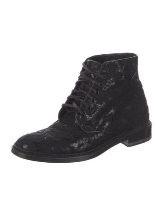 Saint Laurent Lace Lace Trim Embellishment Combat Boots