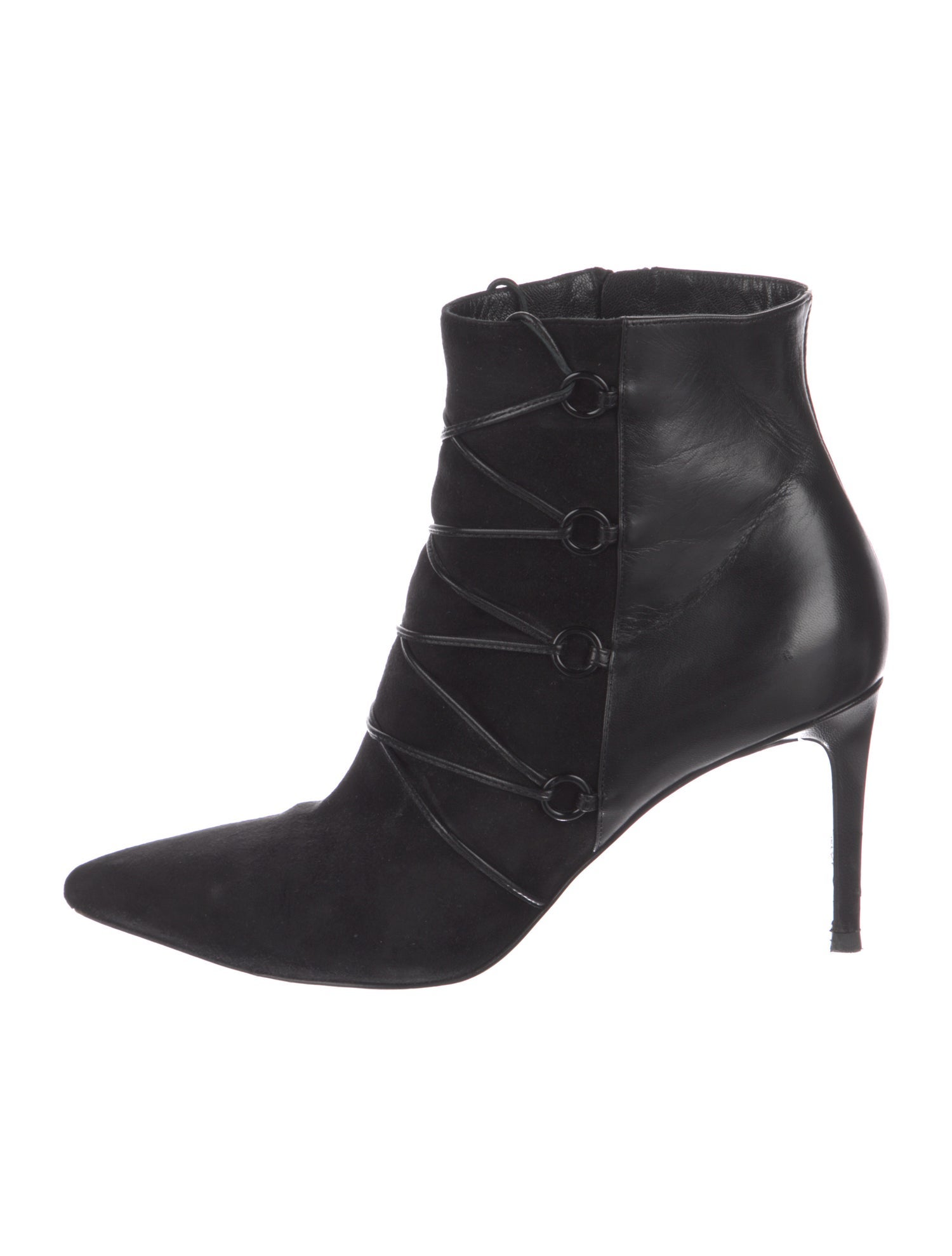 Saint Laurent Suede Leather Trim Embellishment Boots