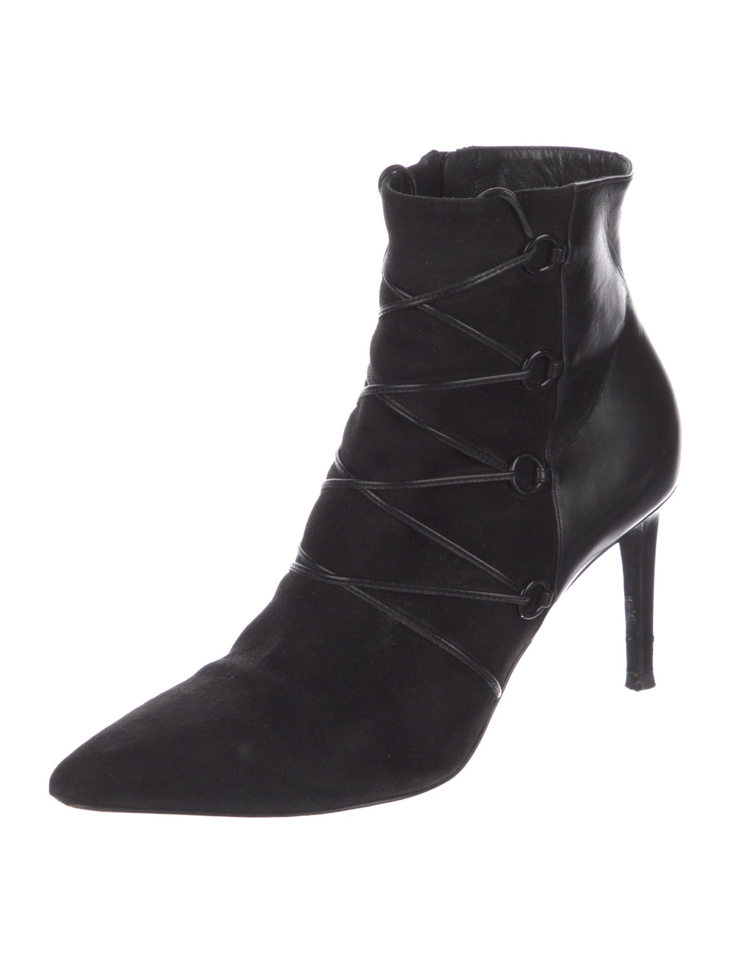 Saint Laurent Suede Leather Trim Embellishment Boots