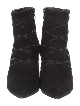 Saint Laurent Suede Leather Trim Embellishment Boots