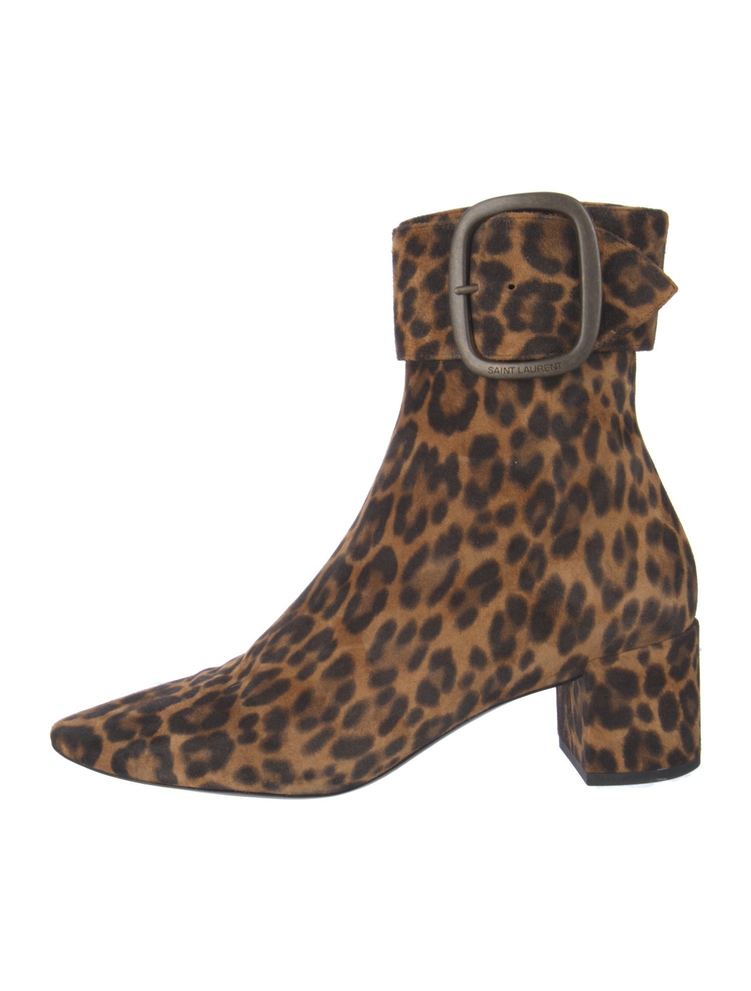 Saint Laurent Suede Animal Print Boots