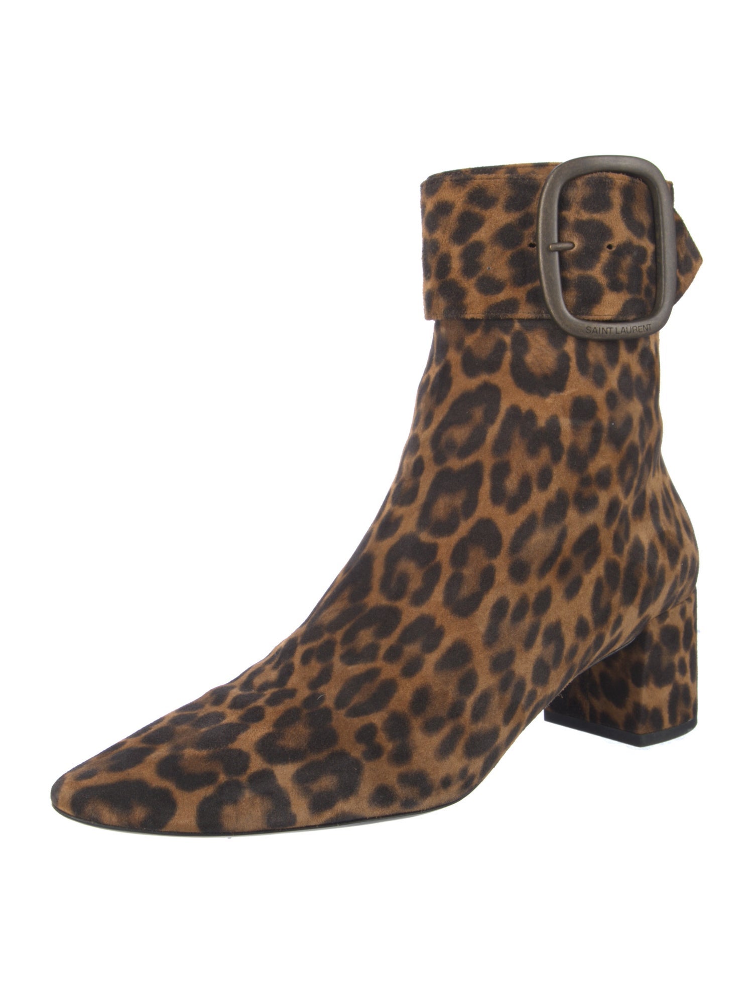 Saint Laurent Suede Animal Print Boots