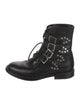 Saint Laurent Leather Studded Accents Combat Boots