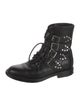 Saint Laurent Leather Studded Accents Combat Boots