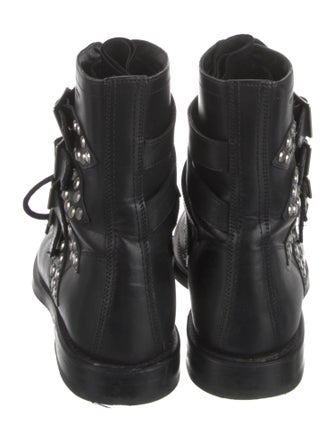 Saint Laurent Leather Studded Accents Combat Boots