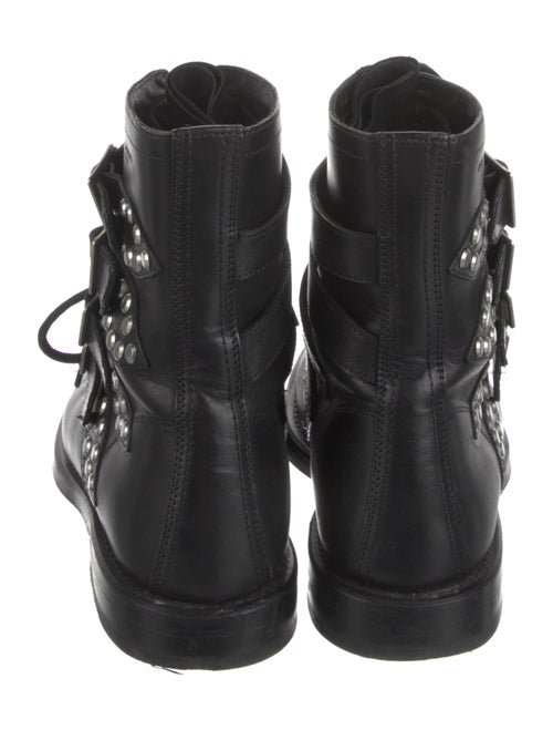 Saint Laurent Leather Studded Accents Combat Boots