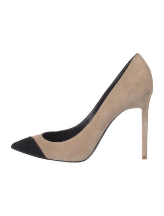 Saint Laurent Suede Colorblock Pattern Pumps