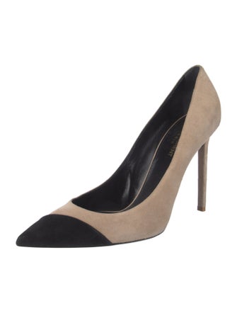 Saint Laurent Suede Colorblock Pattern Pumps