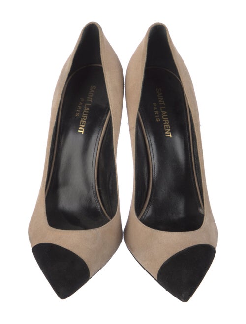 Saint Laurent Suede Colorblock Pattern Pumps