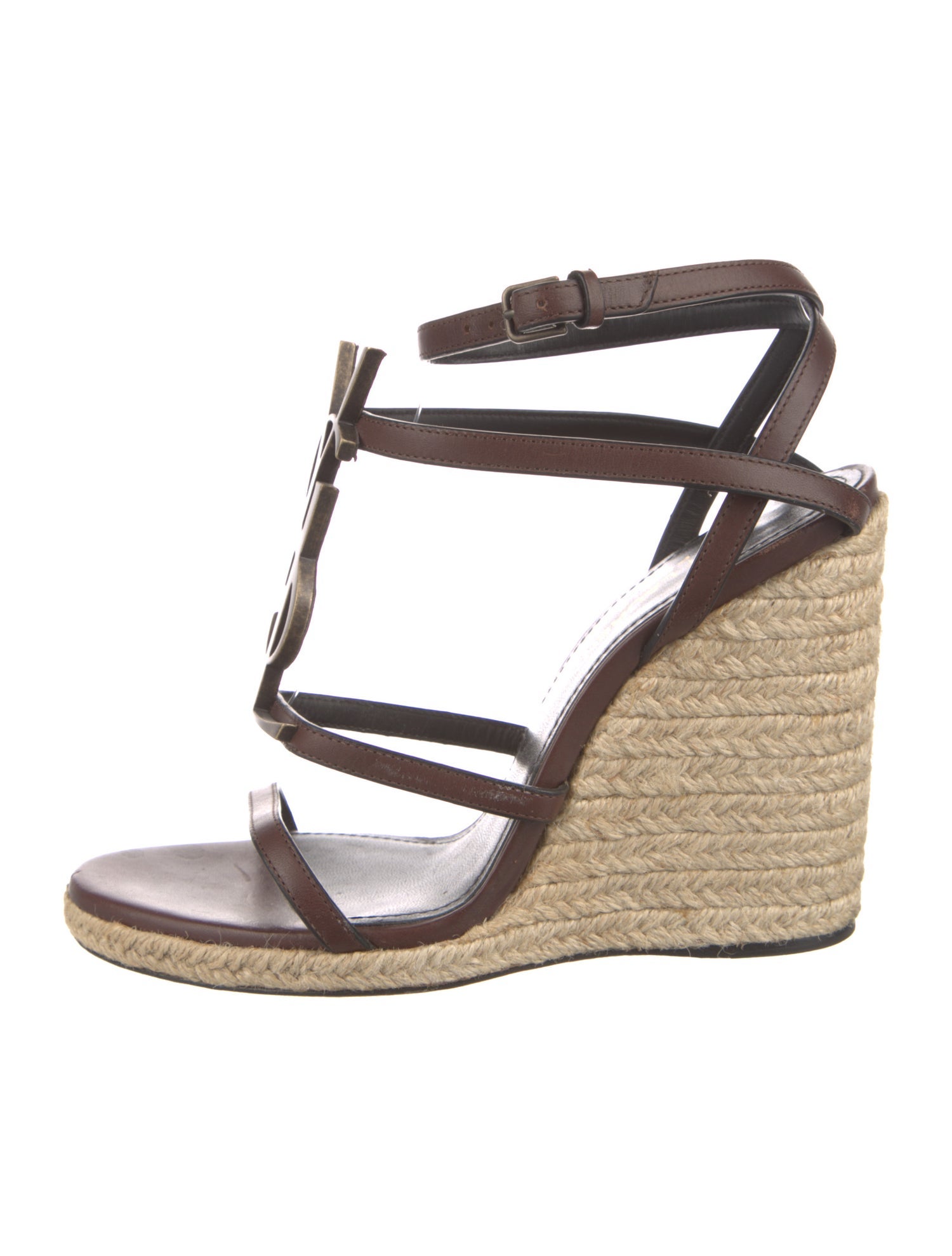 Saint Laurent Signature Logo Leather Espadrilles