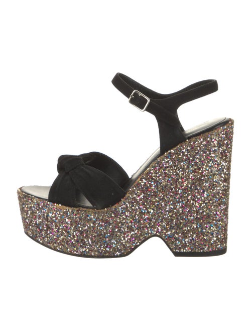 Saint Laurent Suede Glitter Accents Slingback Sandals