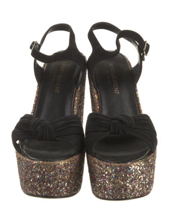 Saint Laurent Suede Glitter Accents Slingback Sandals