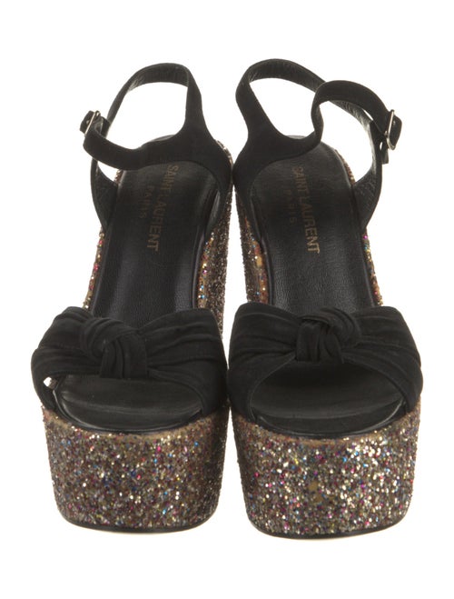 Saint Laurent Suede Glitter Accents Slingback Sandals