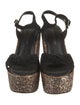 Saint Laurent Suede Glitter Accents Slingback Sandals